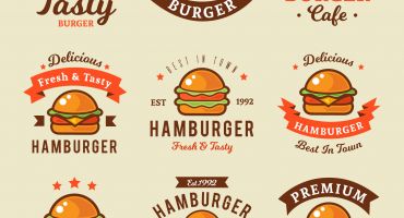 مجموعه 9 عددی لوگو همبرگر مدل فلت Food