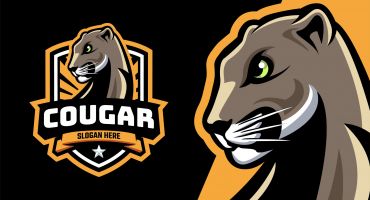 وکتور لایه باز لوگو گربه وحشی Cougar Mascot
