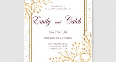 وکتور لایه باز کارت دعوت عروسی گل طلایی کوچک