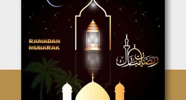 فایل وکتور عید فطر مبارک با طرح مسجد و آسمان