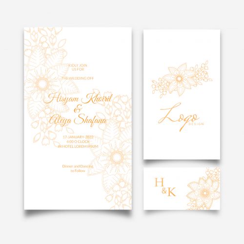 وکتور لایه باز کارت دعوت عروسی بزرگ و کوچک طرح گل دانلود رایگان فایل