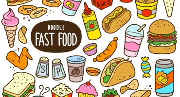 تصویر کارتونی انواع مختلف فست فود Food