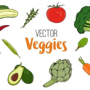 تصویر انواع سبزیجات وکتور