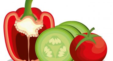 تصویر فلفل دلمه، خیار سبز و گوجه فرنگی  Food