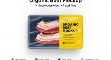 فایل موکاپ بسته بندی گوشت گوساله ارگانیک Mockup