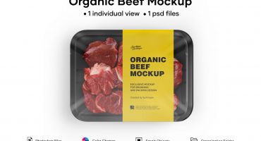 فایل موکاپ بسته بندی گوشت ارگانیک Mockup
