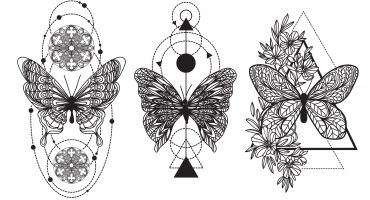 وکتور خالکوبی و تاتو و حنا طرح پروانه Line art Tattoo