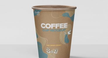 موکاپ لیوان کاغذی قهوه با طرح پرنده