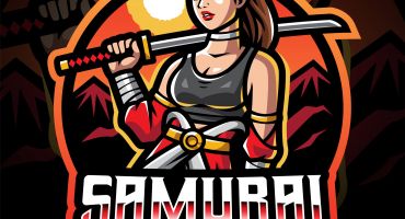 وکتور لایه باز لوگو دختر سامورایی Samurai Girl