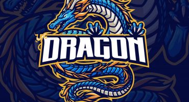 وکتور لایه باز لوگو اژدهای آبی Dragon Mascot