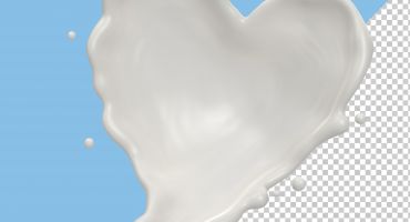 فایل لایه باز پاشیده شدن شیر به شکل قلب با پس زمینه شفاف