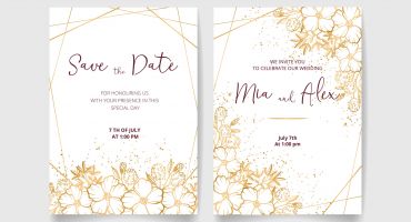 وکتور لایه باز کارت دعوت عروسی خط های طلایی