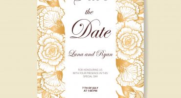 وکتور لایه باز کارت دعوت عروسی با حاشیه گل گلی در دو طرف