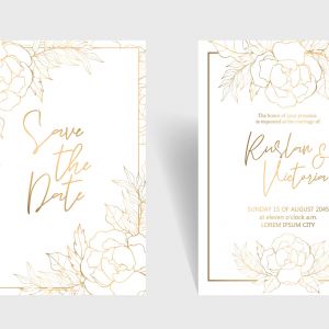 وکتور لایه باز کارت دعوت عروسی کادر طلایی 2 عددی