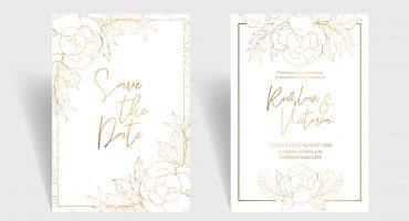 وکتور لایه باز کارت دعوت عروسی کادر طلایی 2 عددی