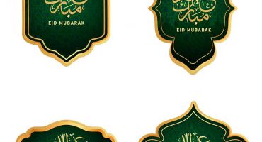فایل وکتور عید فطر مبارک چهارتایی مخصوص رسانه های اجتماعی