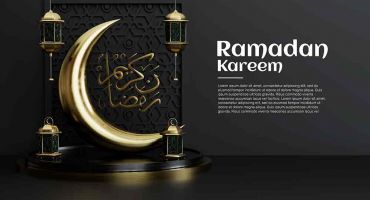 دانلود فایل لایه باز فتوشاپ رمضان کریم با فونت و ماه و فانوس طلایی