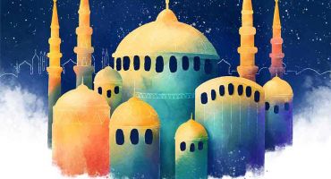 دانلود رایگان فایل وکتور رمضان کریم آب رنگی طرح مسجد