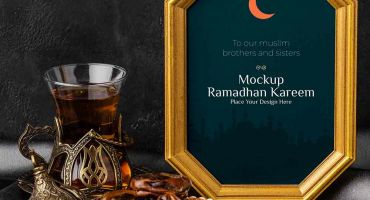 دانلود فایل لایه باز فتوشاپ موکب رمضان با قاب طلایی