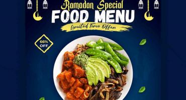 دانلود فایل قالب پست اینستاگرام منوی غذا تخفیف رمضان