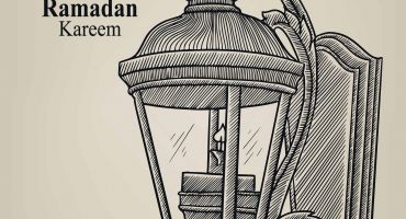 دانلود فایل وکتور فانوس و ماه با استایل دست نوشته مناسب ماه رمضان