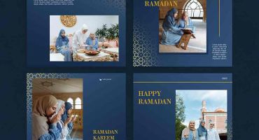 دانلود فایل قالب پست اینستاگرام مینیمالیستی آبی رمضان و عید