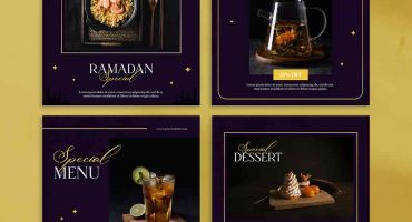 دانلود فایل لایه باز فتوشاپ منوی رستوران با لیبل تخفیف رمضان