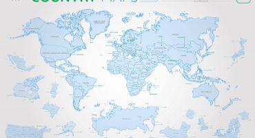 وکتور لایه باز نقشه کشورها همراه با اسامی آن ها