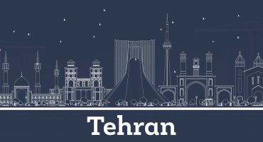 فایل وکتور لایه باز خط افق تهران با بک گراند سرمه ای