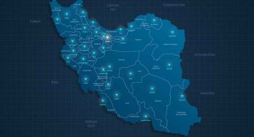 فایل وکتور نقشه ایران رنگ آبی با نام استان ها