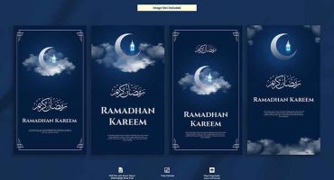 دانلود فایل لایه باز فتوشاپ رمضان کریم چهارتایی قالب استوری
