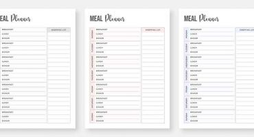 فایل وکتور لایه باز  planner برنامه غذایی هفتگی با طراحی مینیمال