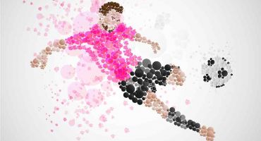 دانلود رایگان وکتور بازیکن فوتبال در حال ضربه زدن به توپ طرح حباب