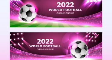 دانلود رایگان بنر جام جهانی 2022 قطر طرح توپ فوتبال و استادیوم فوتبال