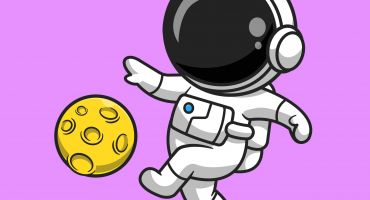 دانلود رایگان وکتور فضانورد در حال بازی فوتبال با سیاره ماه