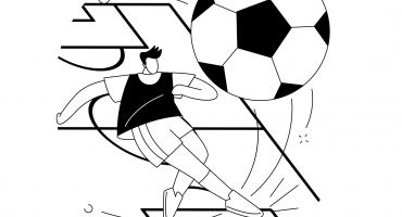 دانلود رایگان وکتور بنر کارتونی فوتبالیست سیاه و سفید