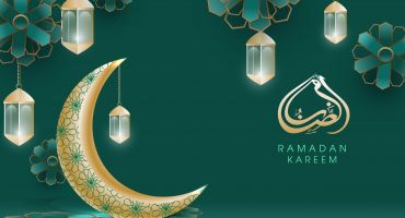 قالب لایه باز تایپوگرافی مناسب ماه رمضان رنگ سبز آبی