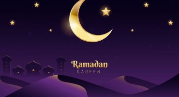 قالب لایه باز تبریک عید فطر طرح ماه در آسمان شب