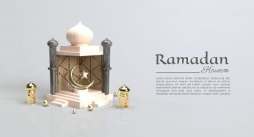 فایل لایه باز تبریک ماه رمضان طرح گنبد سه بعدی